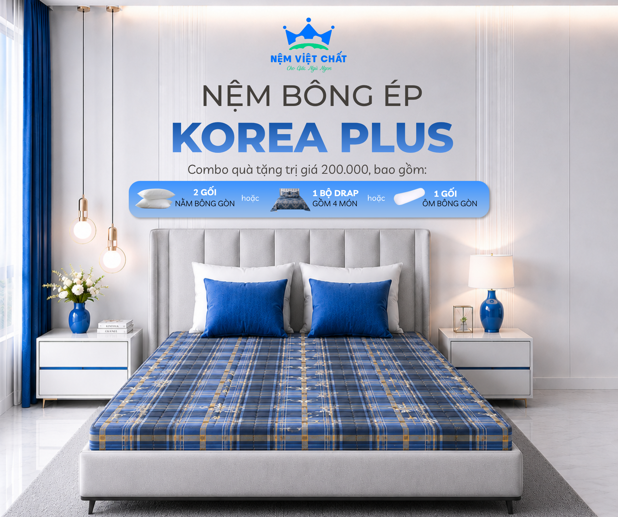 Nệm Bông ép Korea Plus