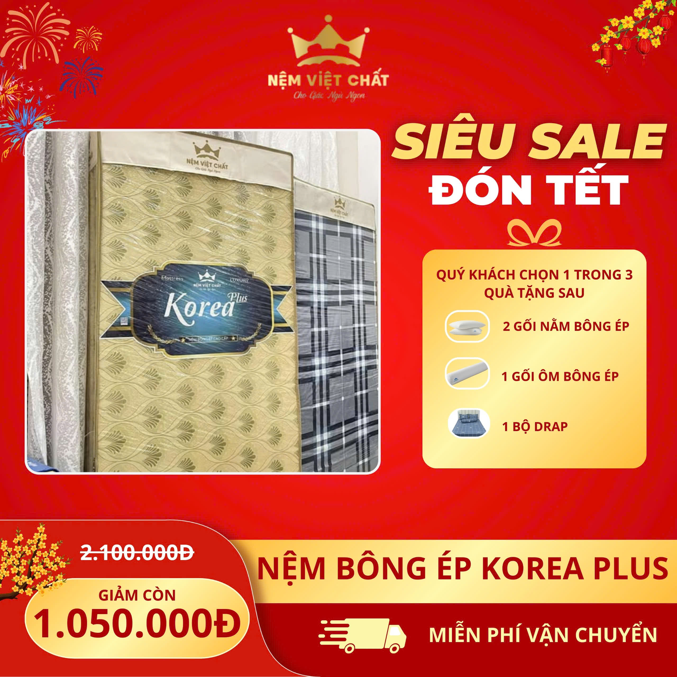Nệm Bông ép Korea Plus