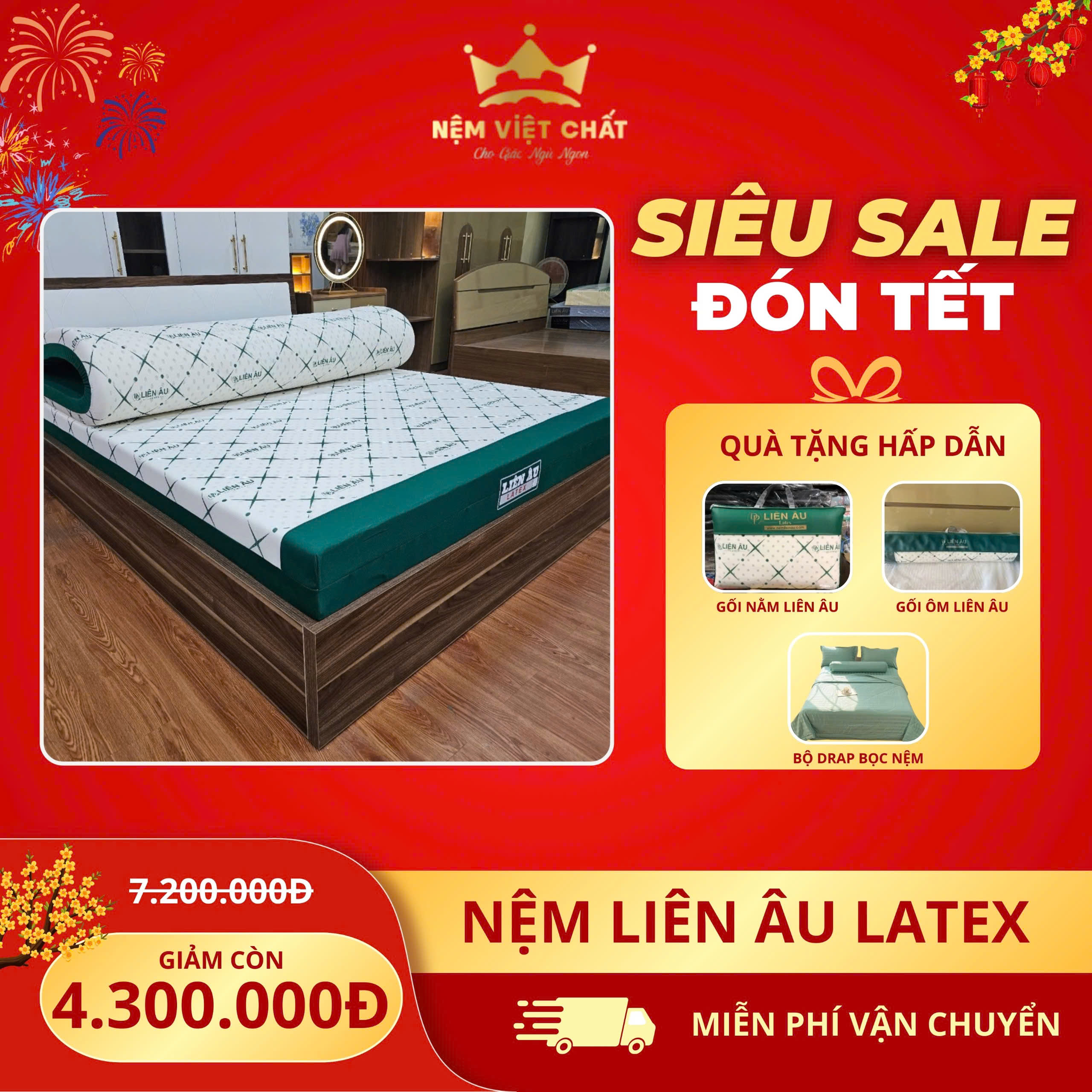 Nệm Cao Su Thiên Nhiên 80% Liên Âu Latex dành cho người đau lưng