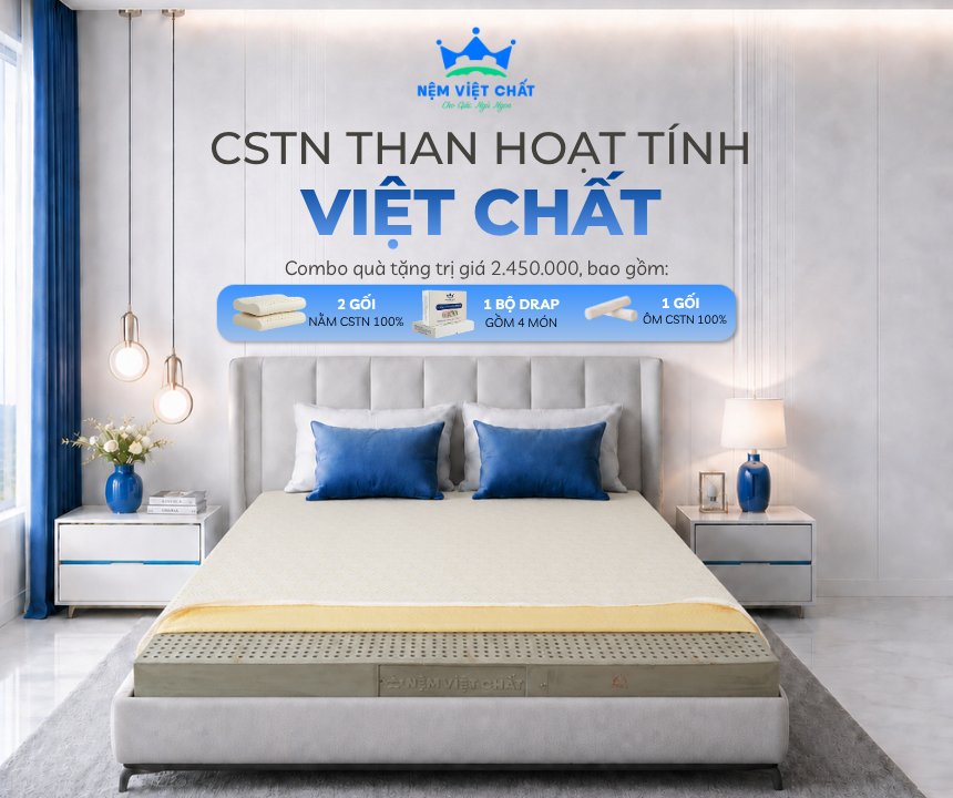 Nệm Cao su thiên nhiên than hoạt tính Việt Chất